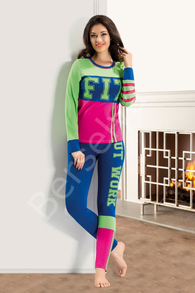 Baskılı Sporcu Kadın Tayt Takım 866