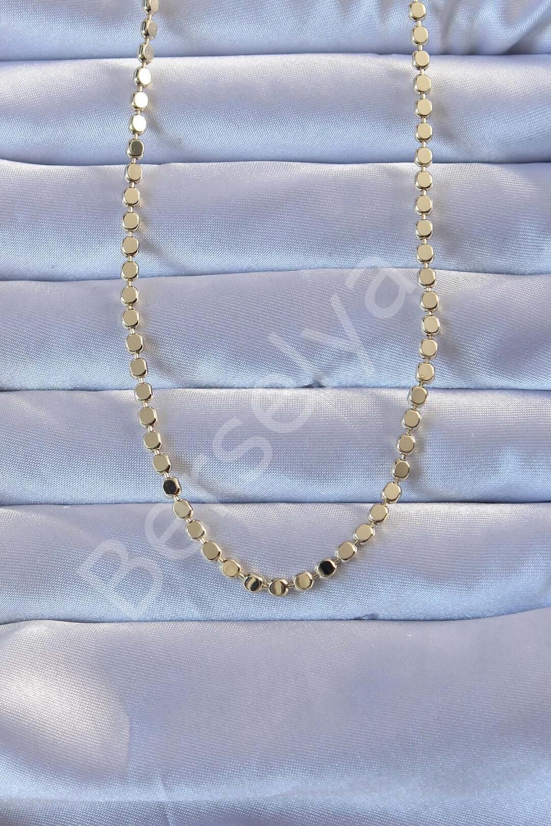 316L Çelik Gold Renk 60 cm Parçalı Ezme Kolye