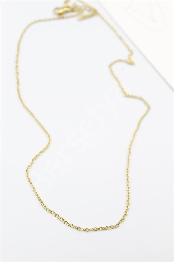 Çelik Zincir Kolye - 45 cm - Altın