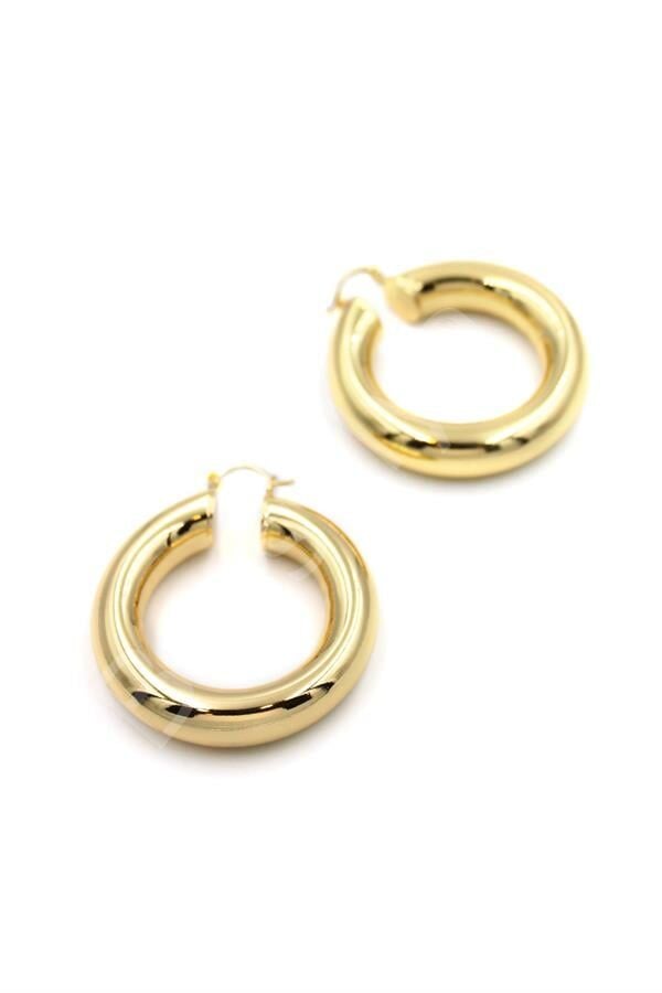 Metal Halka Küpe- Küçük - Altın