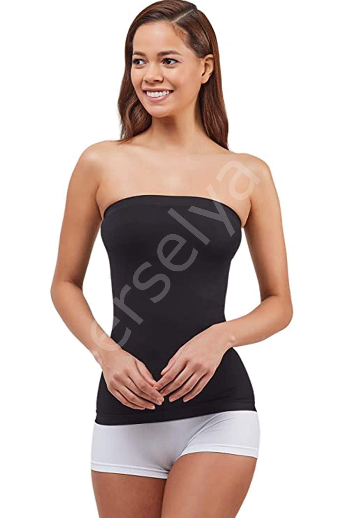 Elite Life Kadın Dikişsiz Askısız Kadın Siyah Atlet 852