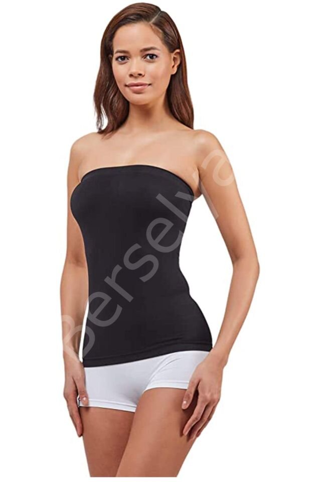 Elite Life Kadın Dikişsiz Askısız Kadın Siyah Atlet 852