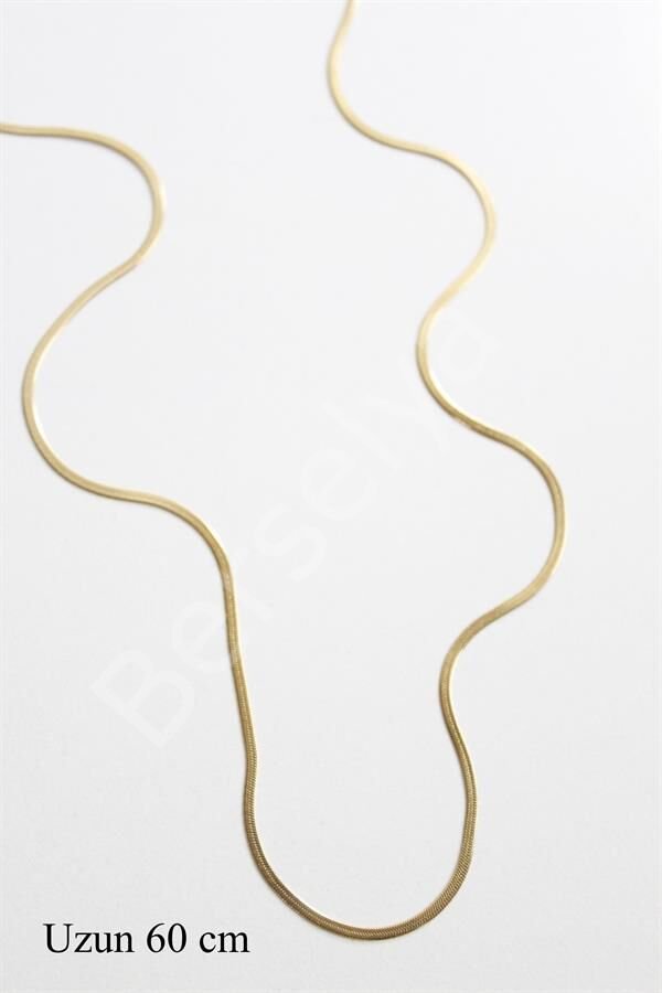 Uzun İnce İtalyan Zincir Kolye (60 cm) - Altın