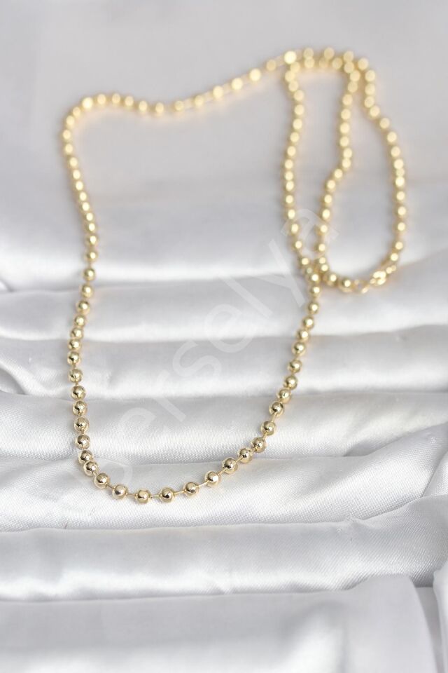 CM 14K Gold Renk Top Zincirli Model 60 cm Kadın Kolye