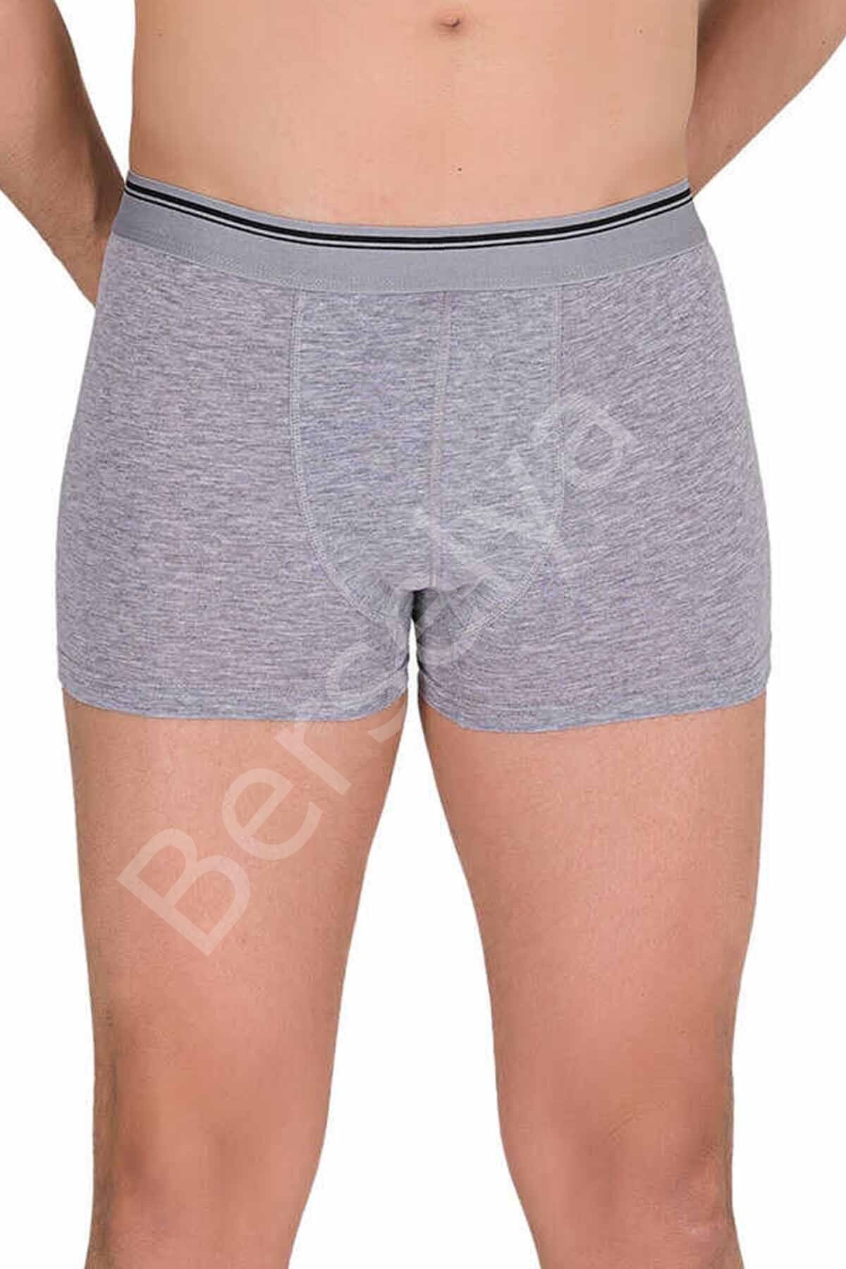 Likralı Erkek Boxer Şort Gri 1097B S