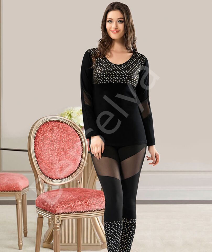 Uzun Kol Transparan Tayt Takım 877