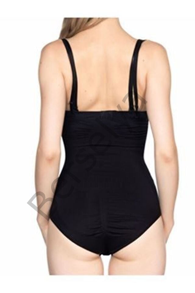 Siyah Açık Göğüs Çıtçıtlı Dikişsiz Korse - 756