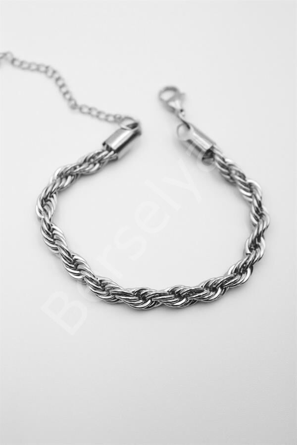 Burgu Çelik Bileklik 4mm - Gümüş