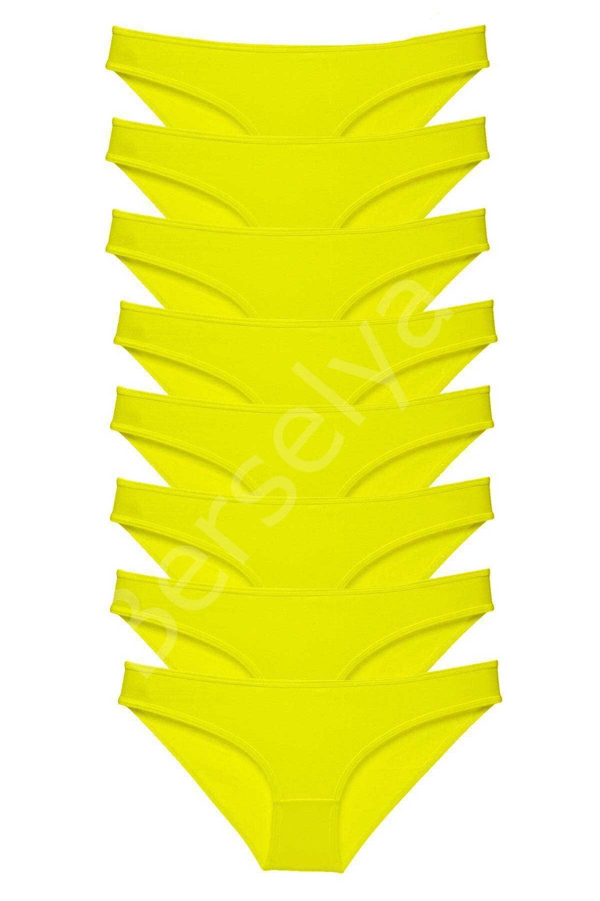 8 Adet Süper Eko Set Likralı Kadın Slip Külot Sarı