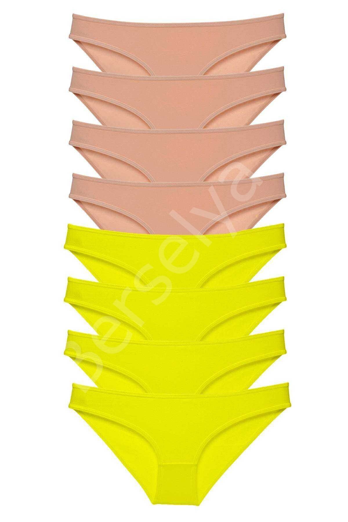 8 Adet Süper Eko Set Likralı Kadın Slip Külot Sarı Ten