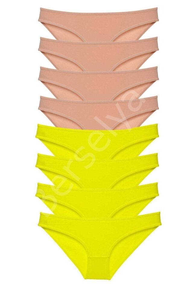 8 Adet Süper Eko Set Likralı Kadın Slip Külot Sarı Ten