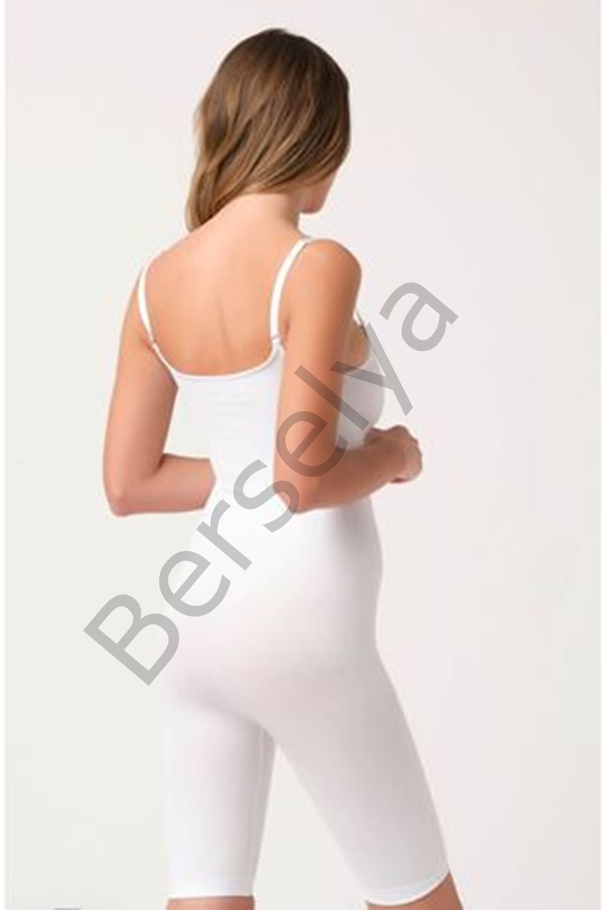Beyaz Kadın Paçalı Boy Dikişsiz Korse - 751