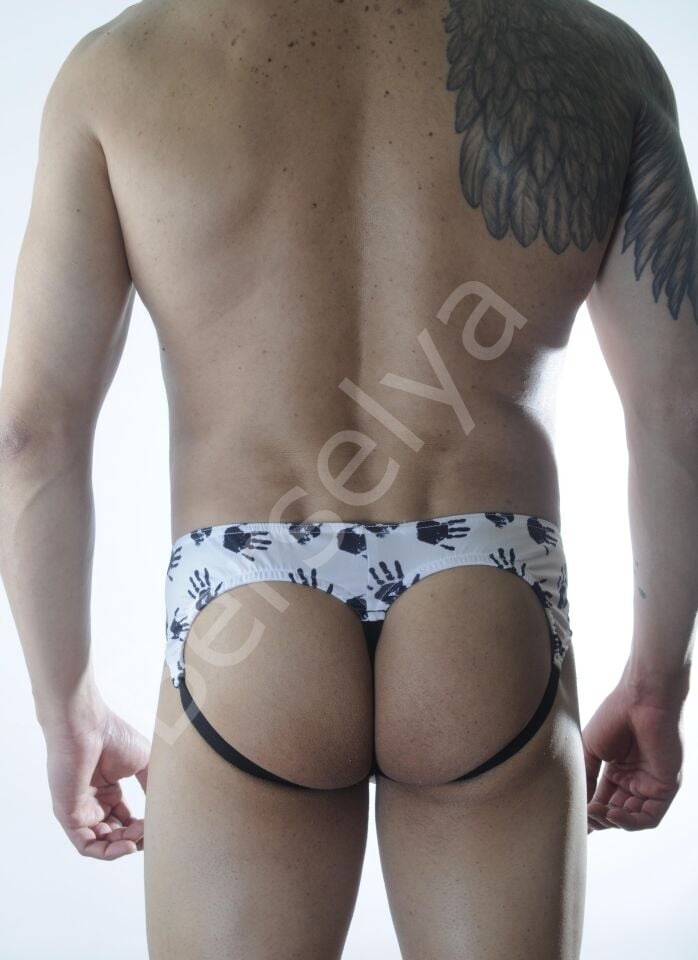 Erkek El Desenli Jockstrap Fantezi İç Giyim