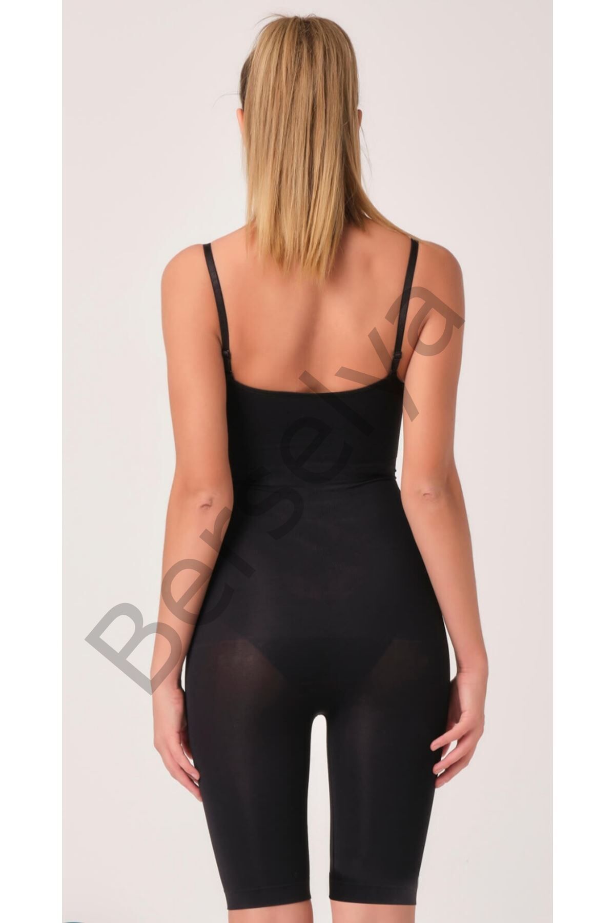 Siyah Kadın Paçalı Boy Dikişsiz Korse - 750