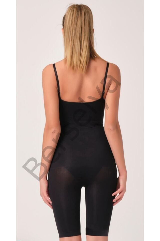 Siyah Kadın Paçalı Boy Dikişsiz Korse - 750