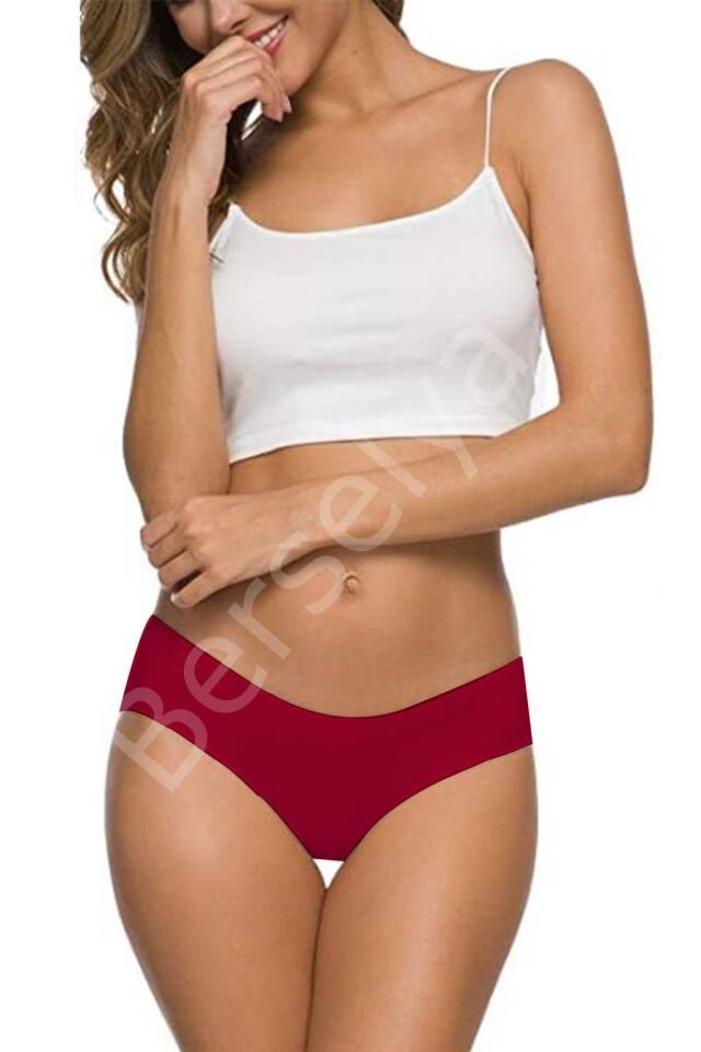 8 Adet Kadın Dikişsiz Lazer Kesim Esnek İz yapmayan Külot Bordo