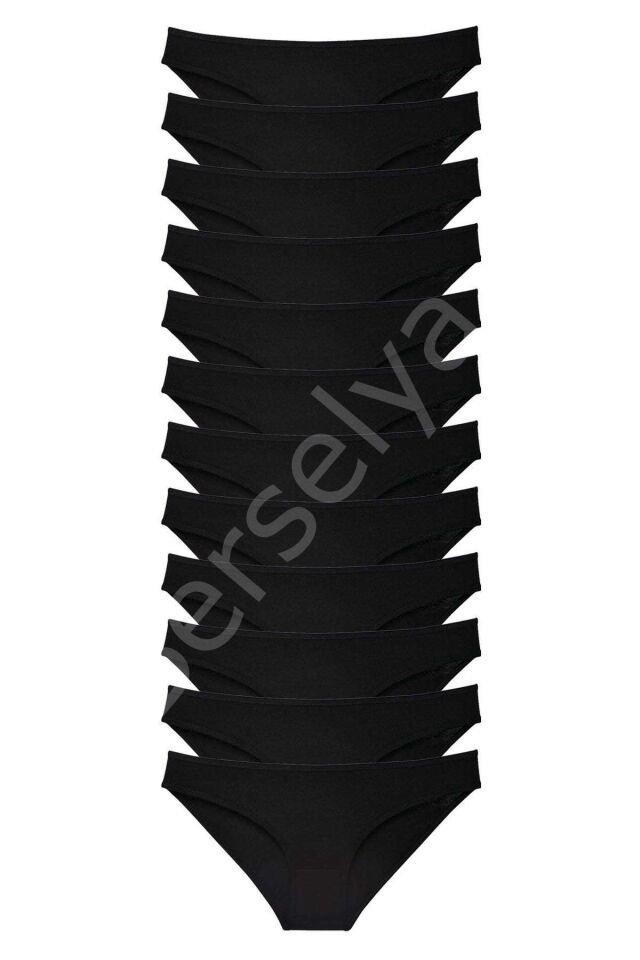 12 adet Süper Eko Set Likralı Kadın Slip Külot Siyah