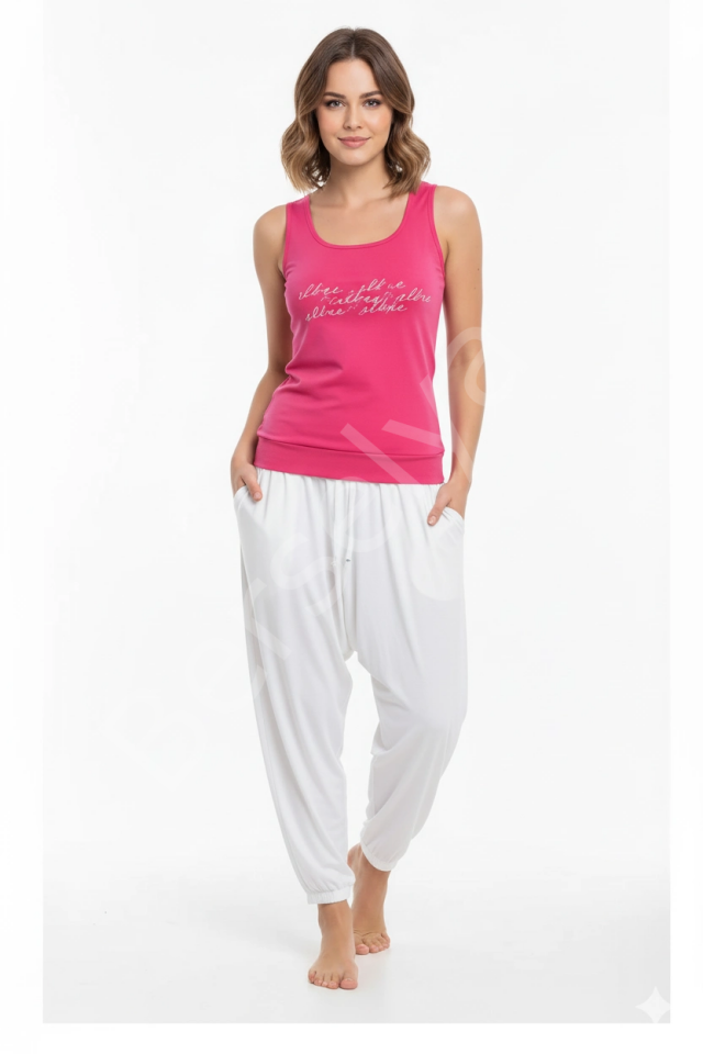 Bayan Yazlık Poly Şalvarlı Pijama 21519