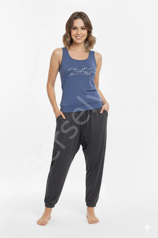 Bayan Yazlık Poly Şalvarlı Pijama 21519