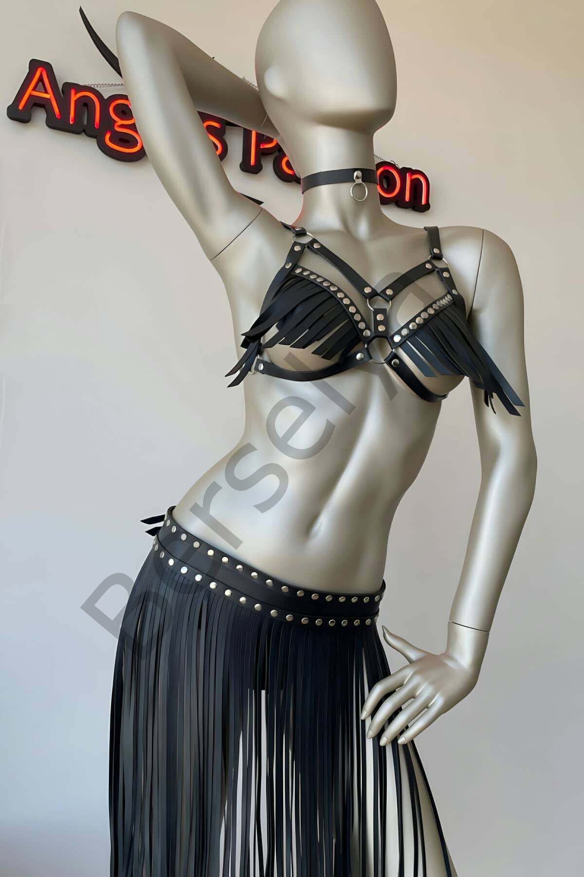 Püsküllü Etek Ve Püsküllü Sütyen Harness Takım