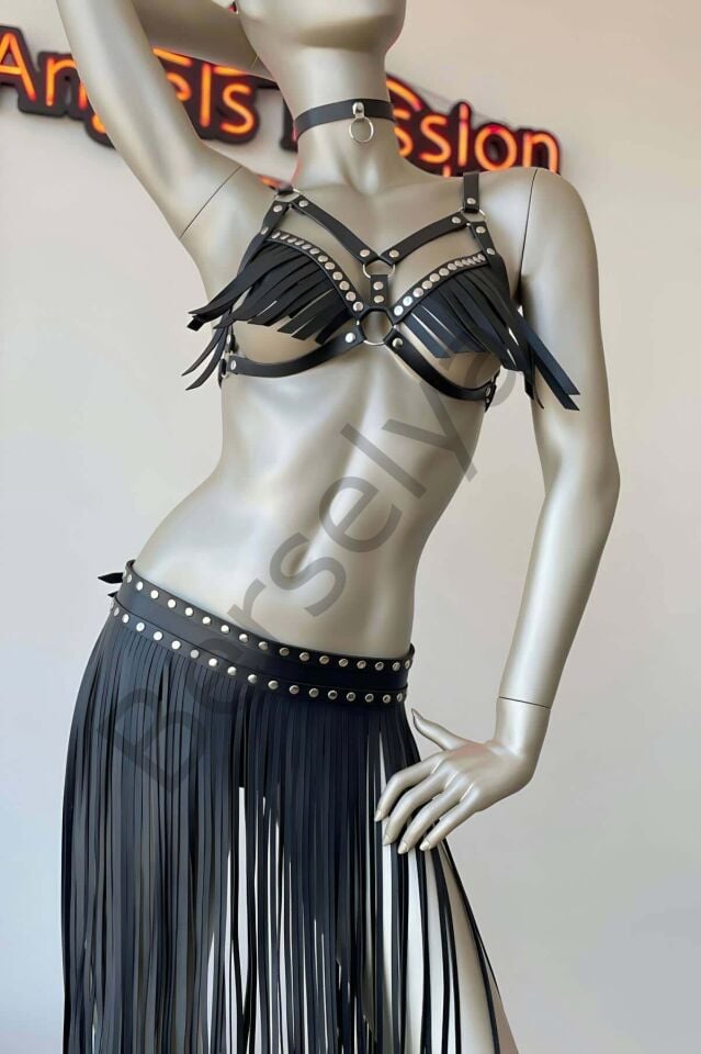 Püsküllü Etek Ve Püsküllü Sütyen Harness Takım