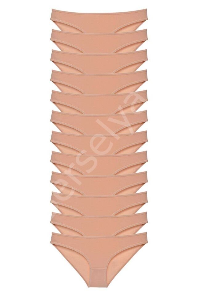 12 adet Süper Eko Set Likralı Kadın Slip Külot Ten