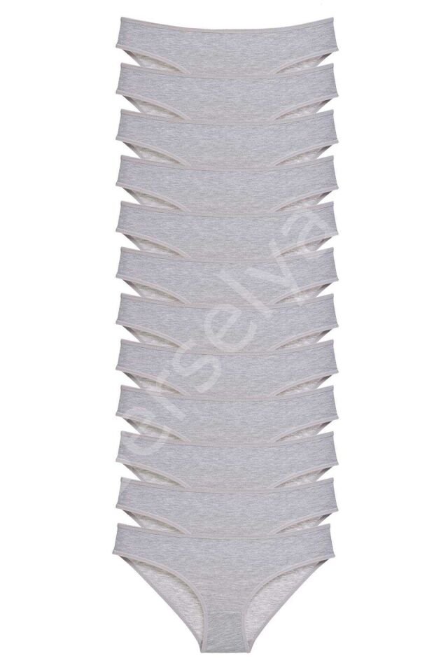 12 adet Süper Eko Set Likralı Kadın Slip Külot Gri