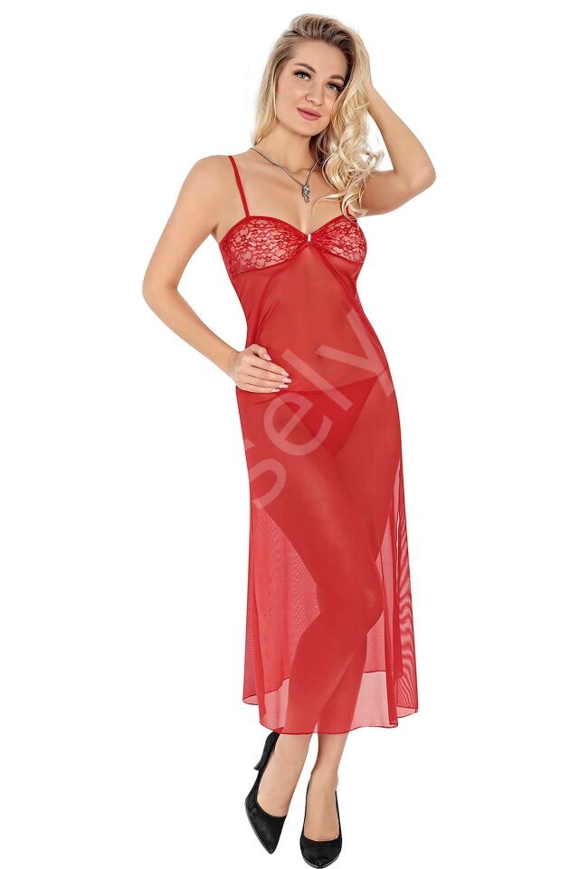Sırt Dekolteli Kırmızı Uzun Gecelik 1824