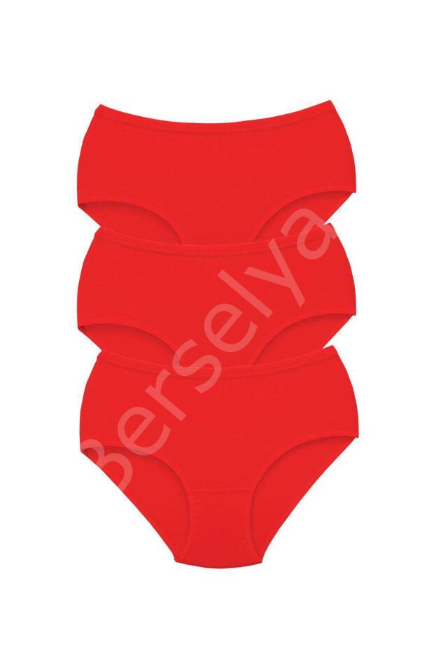 3 Adet Tutku Kadın Yüksek Bel Bato Kalın Lastik Külot Kırmızı