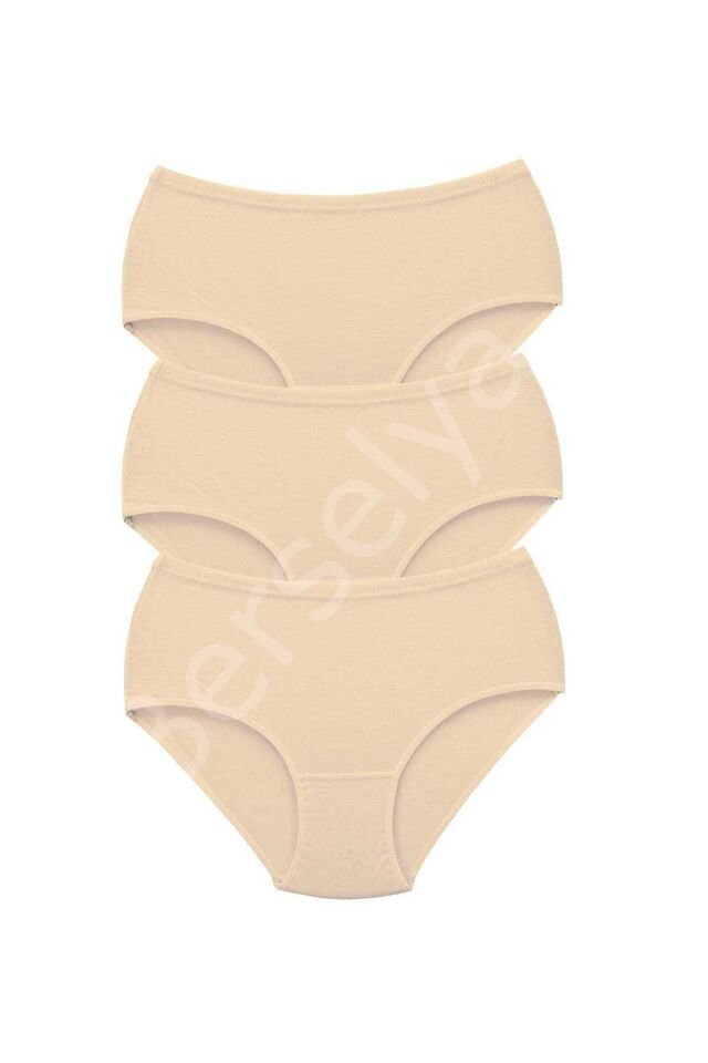 3 Adet Tutku Kadın Yüksek Bel Bato Kalın Lastik Külot Ten