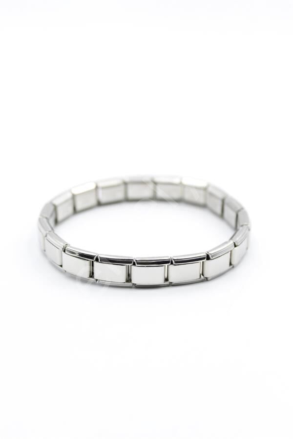 Lastikli Çelik Bileklik - Gümüş