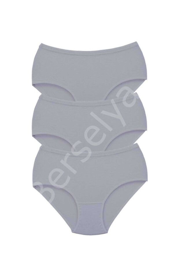 3 Adet Tutku Kadın Yüksek Bel Bato Kalın Lastik Külot Gri