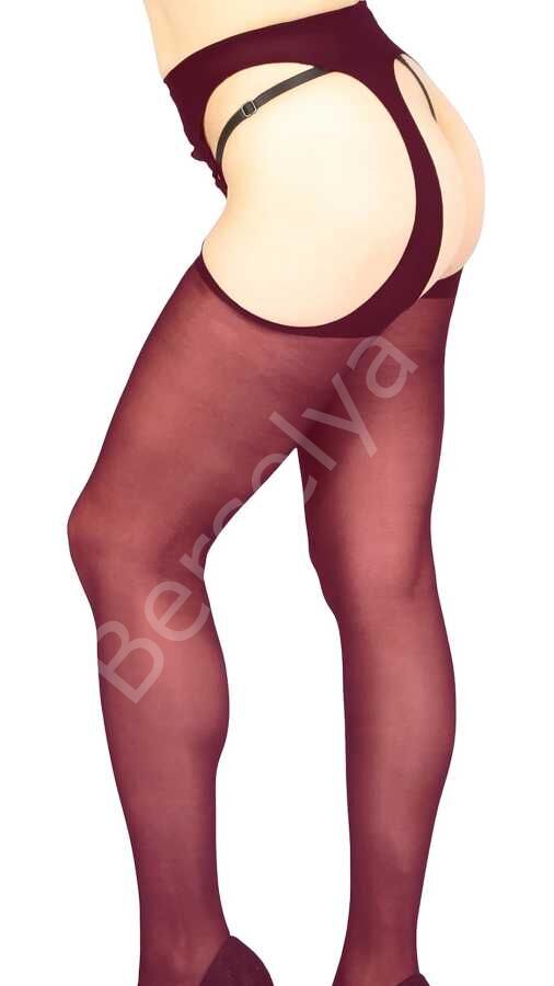 Bordo Özel Bölgesi Açık Fantazi Külotlu Çorap Brf2036