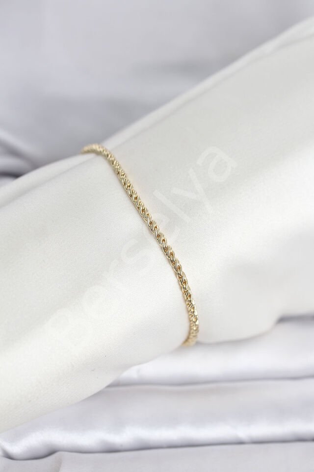 CM 14K Gold Renk Burgulu Zincir Model Kadın Bileklik