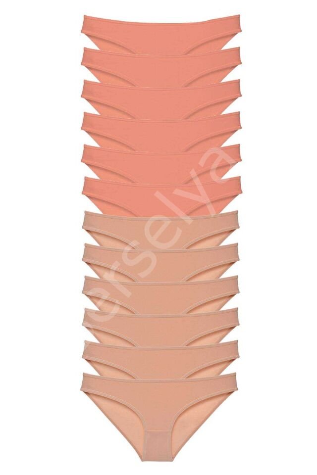 12 adet Süper Eko Set Likralı Kadın Slip Külot Pudra Ten