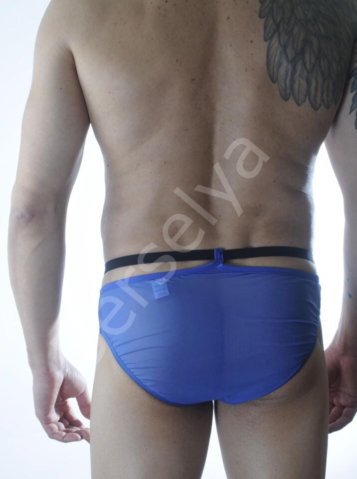 Erkek Mavi Tül Fantezi Slip İç Çamaşırı
