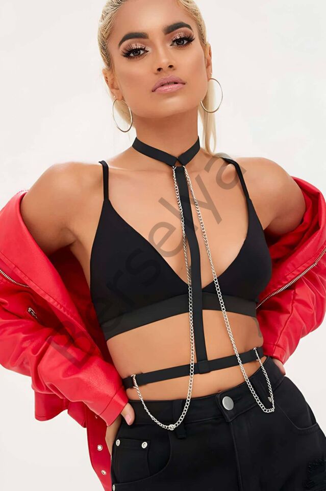Boyundan Bağlı Zincir Detaylı Harness - Brf41