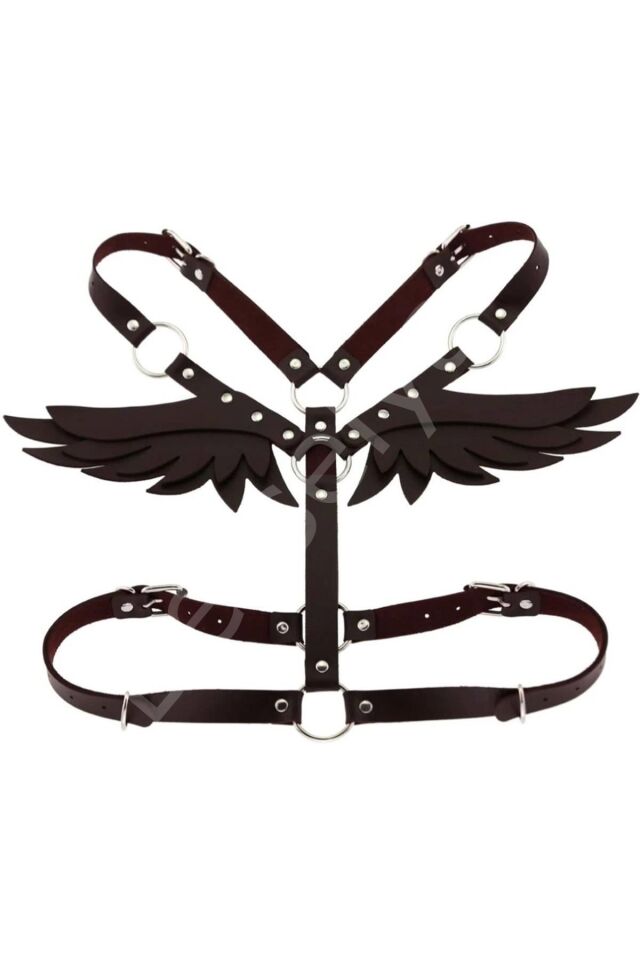Siyah Sıtta Kelebek Motifli Deri Harness Kostüm 700892