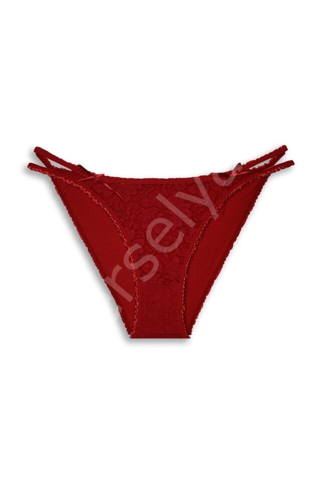Gümüş Kırmızı Bikini Dantelli Külot 5001k