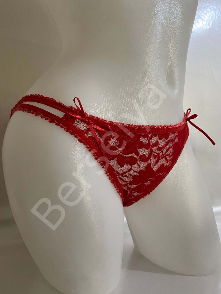 Gümüş Kırmızı Bikini Dantelli Külot 5001k