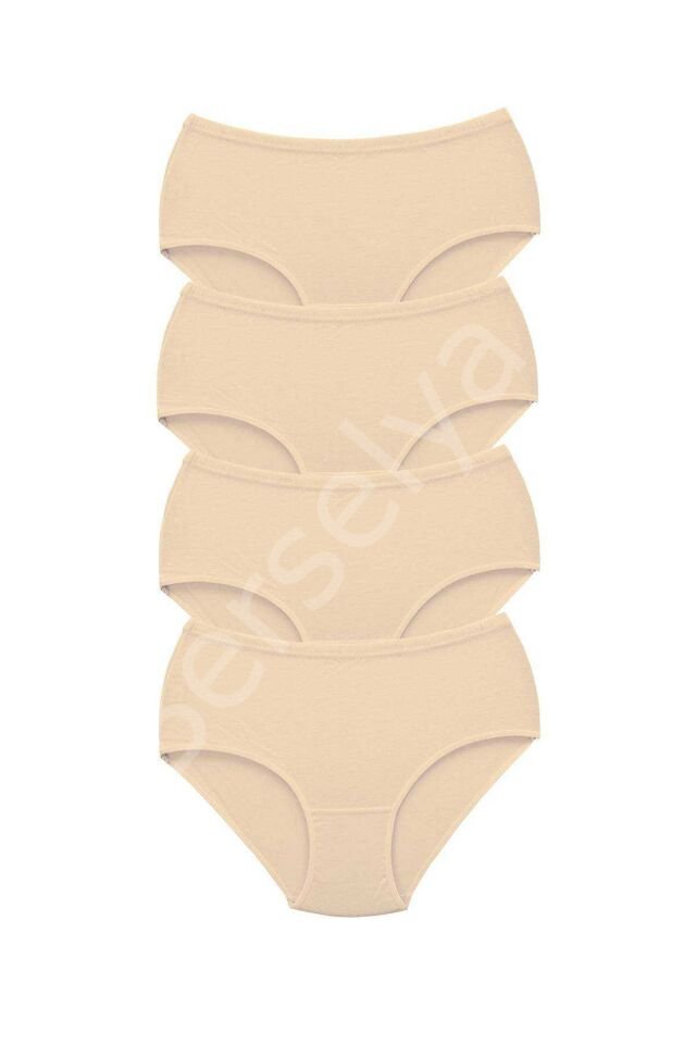 4 Adet Tutku Kadın Yüksek Bel Bato Kalın Lastik Külot Ten