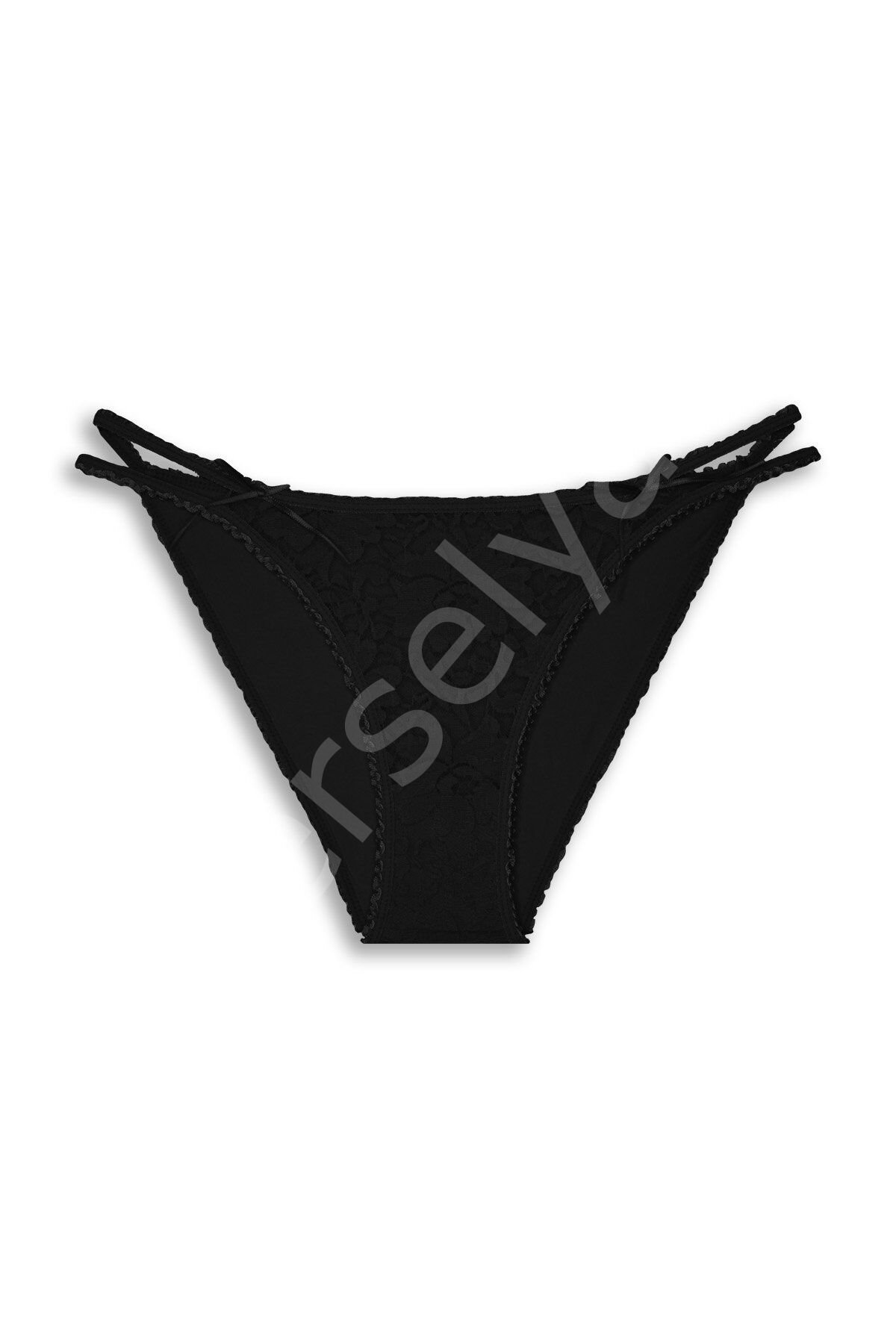 Gümüş Siyah Bikini Dantelli Külot 5001s