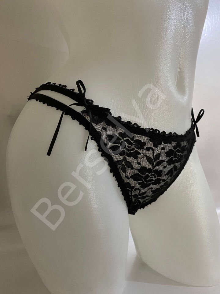 Gümüş Siyah Bikini Dantelli Külot 5001s