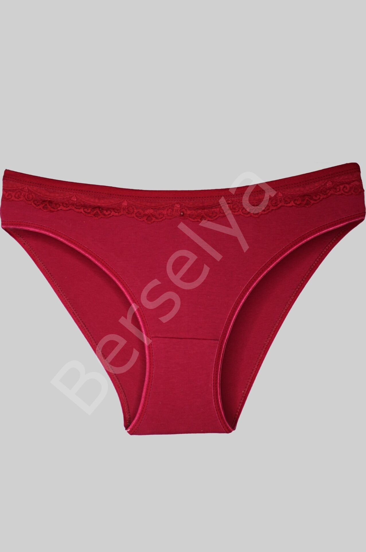 Gümüş Kırmızı Üstü Dantelli Slip Bayan Külot Brf621