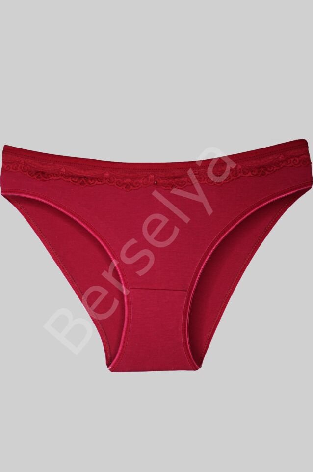 Gümüş Kırmızı Üstü Dantelli Slip Bayan Külot Brf621