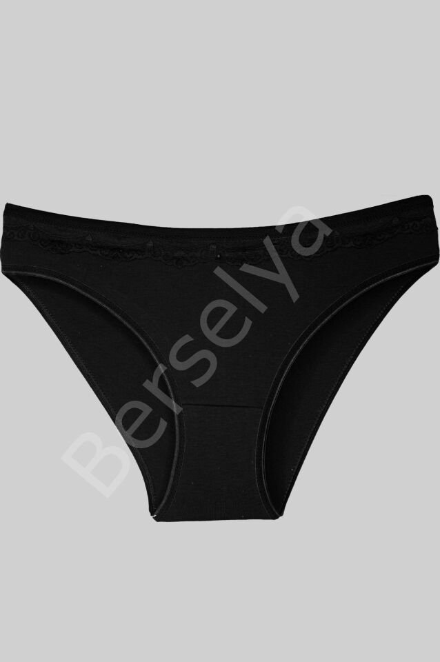 Gümüş Siyah Üstü Dantelli Slip Bayan Külot Brf621