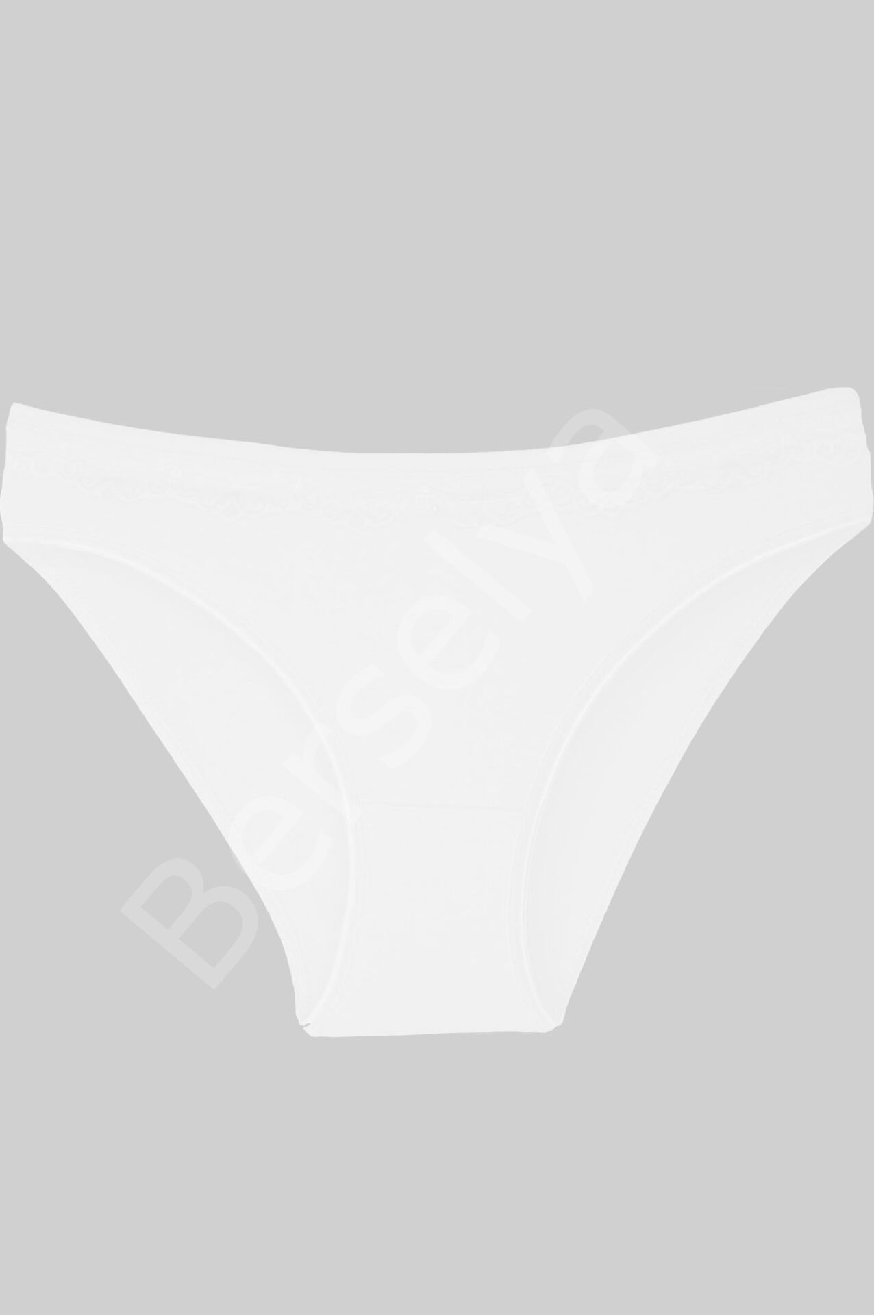 Gümüş Beyaz Üstü Dantelli Slip Bayan Külot Brf621