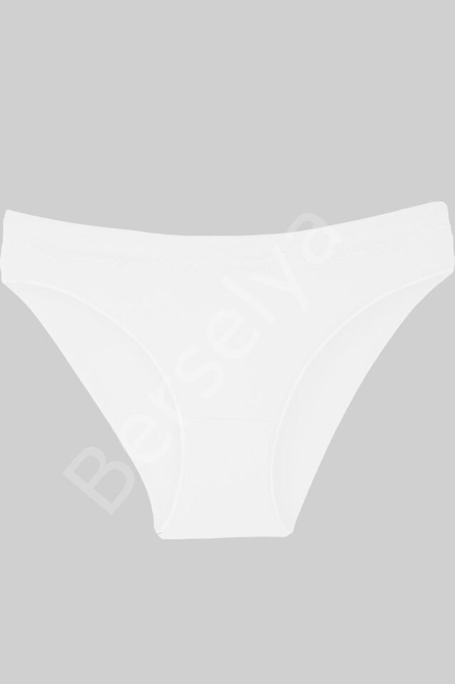 Gümüş Beyaz Üstü Dantelli Slip Bayan Külot Brf621