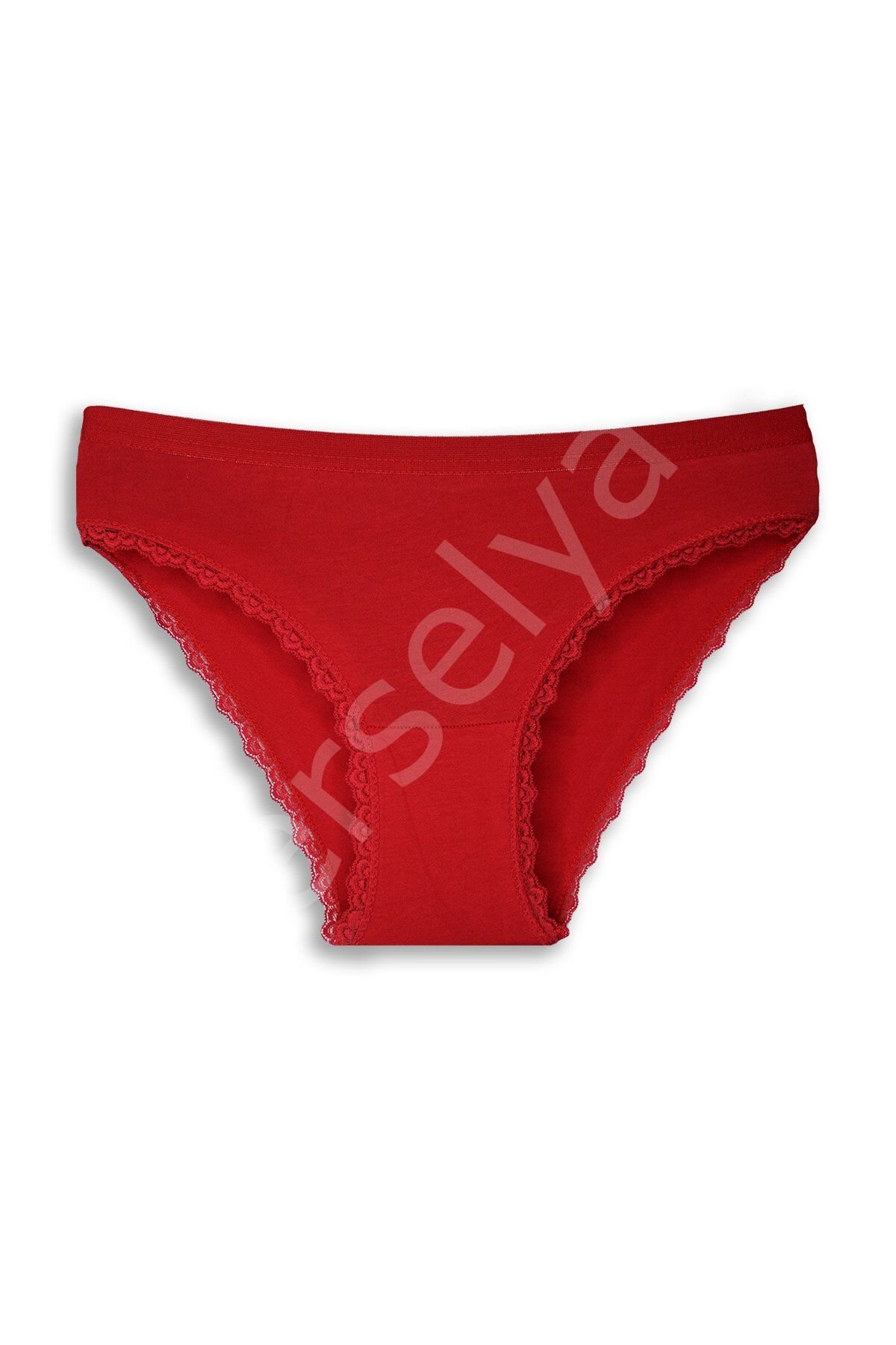 Gümüş Kırmızı Kenarları Dantelli Slip Bayan Külot Brf694