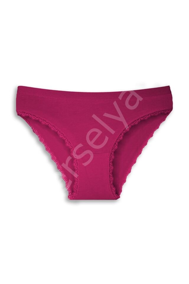 Gümüş Fuşya Kenarları Dantelli Slip Bayan Külot Brf694